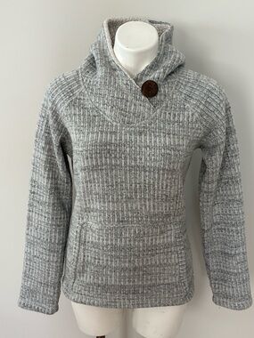 Koppen Gray Marled Funnel-Neck Hoodie with Button